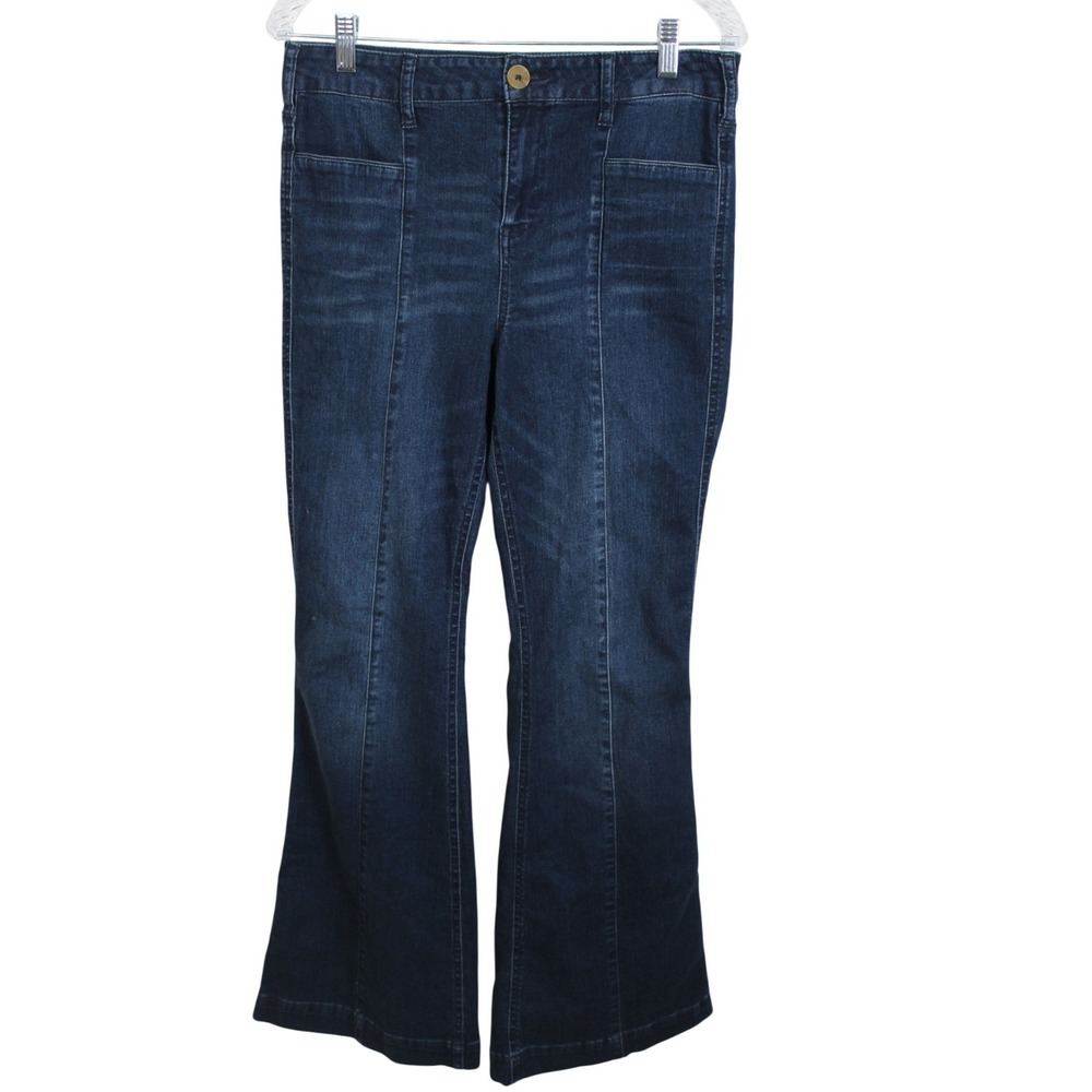 Altar'd State Dark Wash High Rise Flare Front Seam Jeans Size 28‎ Indigo Stretch